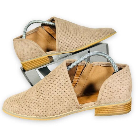 Indigo Rd Hansun Low Ankle Boots Tan Vegan Suede Women's 10M - Picture 1 of 12